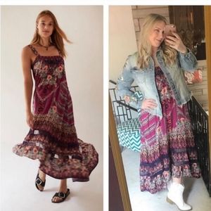 Anthropologie Lovett boho tiered tunic Maxi dress size S